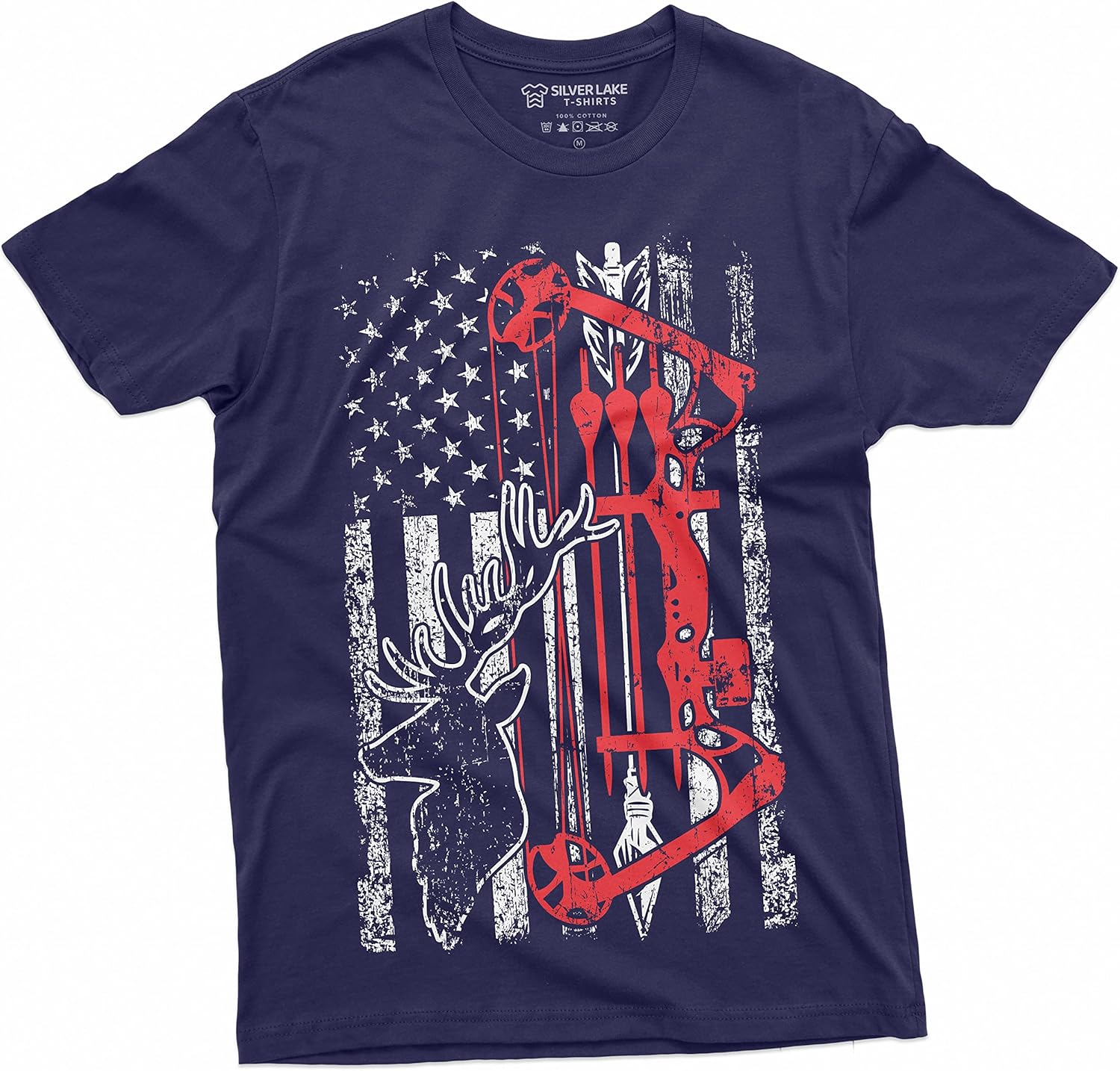

Men s Hunting Crossbow T-Shirt USA Flag Patriotic Deer Hunting Bow and Arrows Tee 5XL різнокольоровий