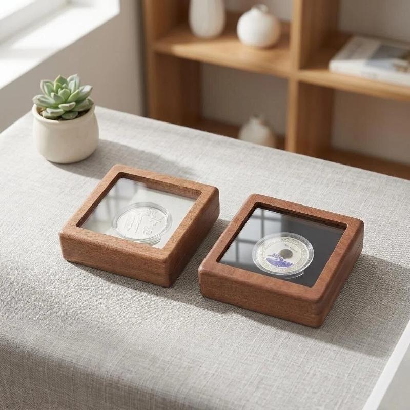 Antique Coin Storage Holder Durable Black White Dustproof Case for Commemorative Silver Coin Badge Collection Use