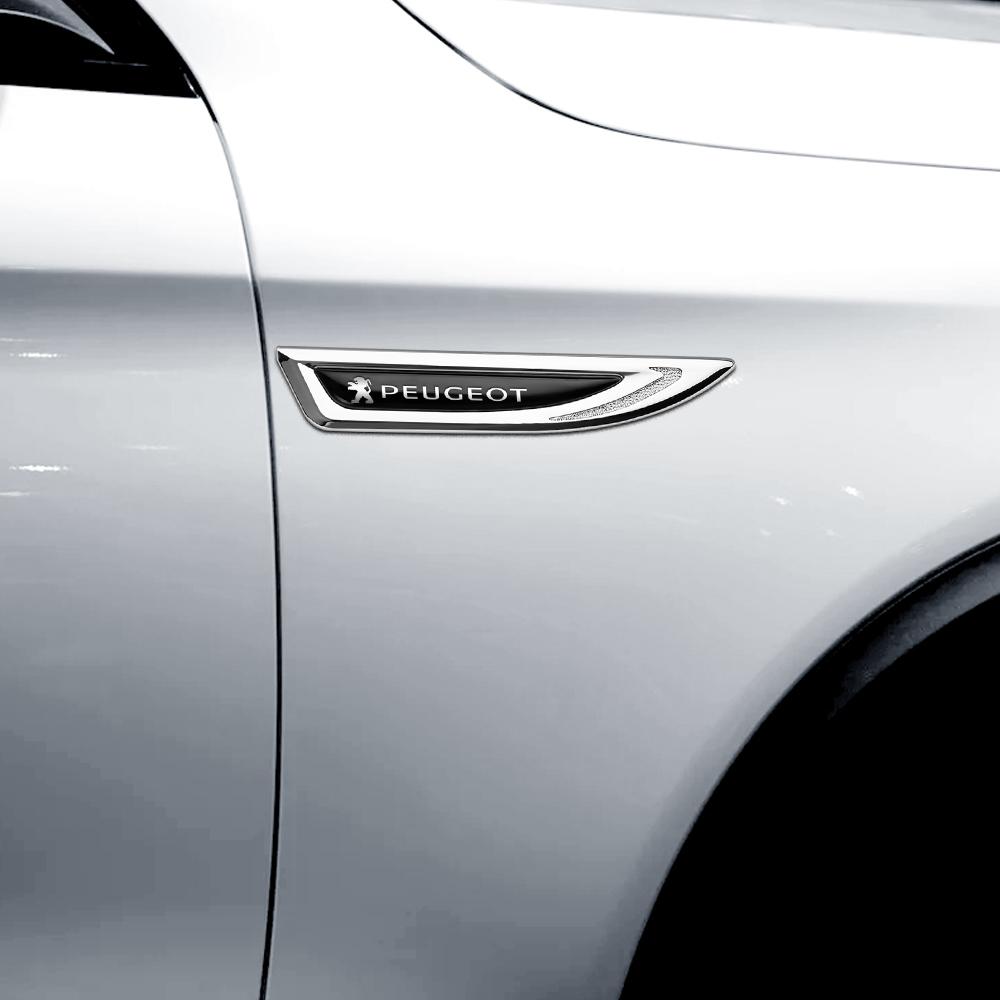 2026 Hot Car Sticker 2Pcs 3D Metal Car Side Fender Rear Trunk Emblem Badge Sticker Decal For Peugeot 207 3008 206 208 308 307 40