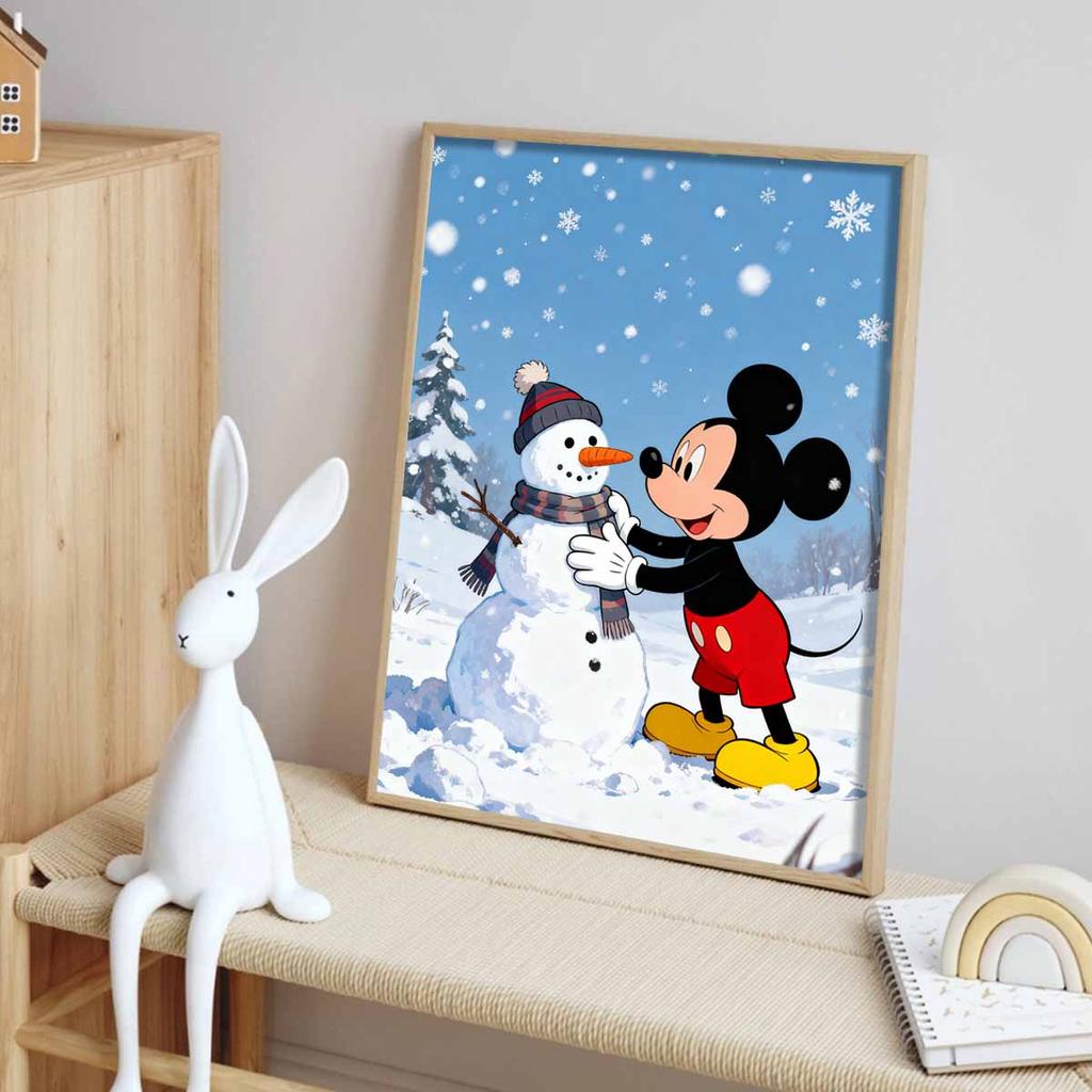 Disney Diamond Painting Kit DIY Round Home Wall Decor Adult Handmade Gift Mickey Snowman Winter Scene Art