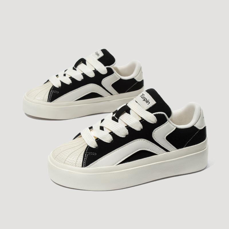 

Новые весенние туфли с головкой в ​​форме ракушки, женские маленькие белые туфли, туфли с большой головкой, студенческая повседневная спортивная обувь 40