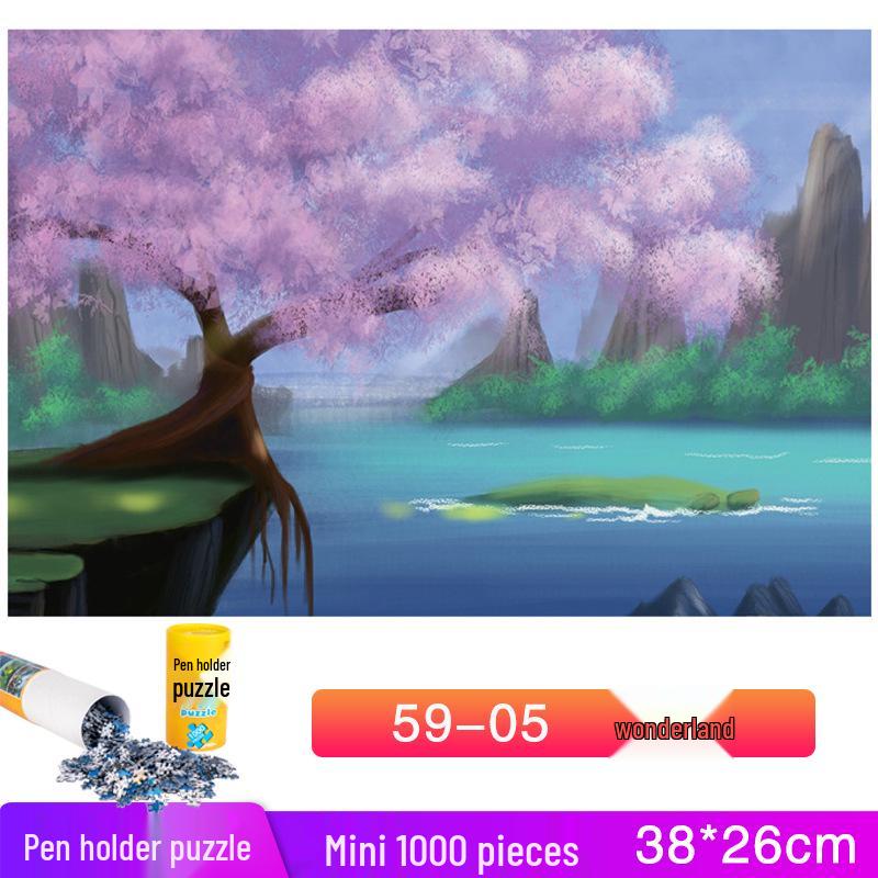Dospělý držák na tužky 1000dílné mini krajinné puzzle hračka - Vzdělávací a zábavná