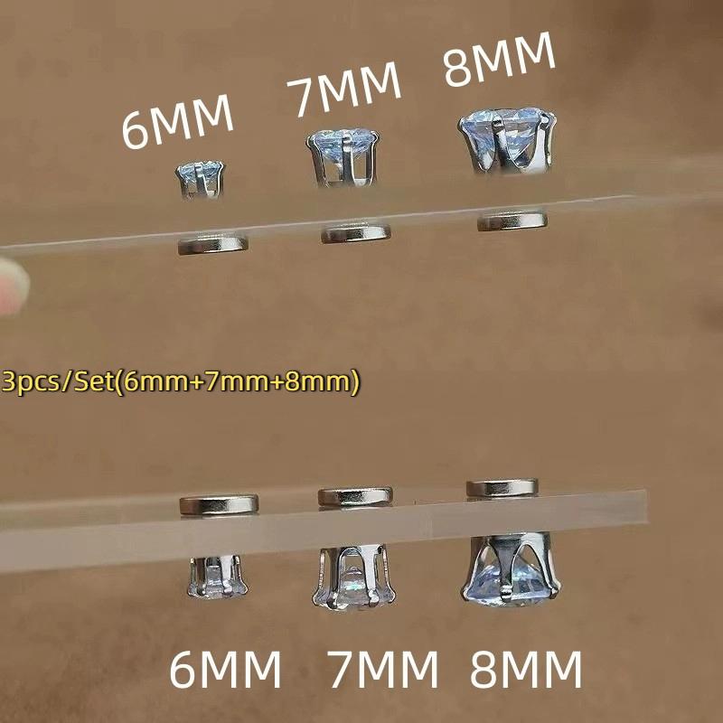1Set  Simple Magnetic Earrings Ear Studs For Men Women Zircon Ear No Piercing Jewelry Gift