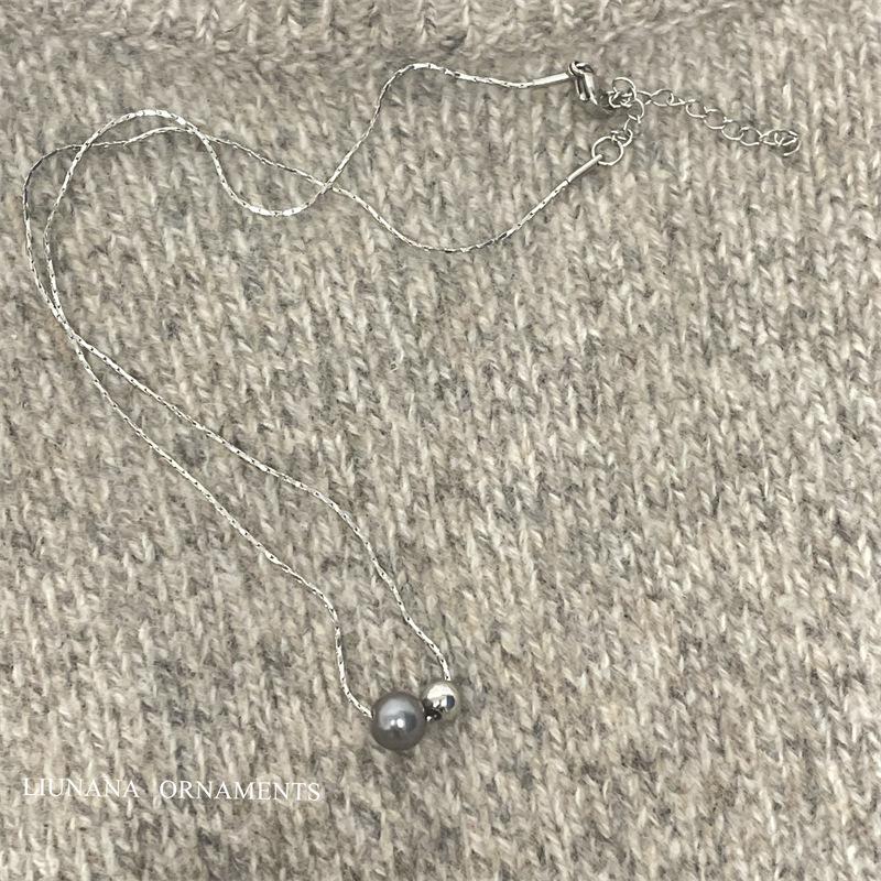 Французское ретро ожерелье Таитянская серая яркая стеклянная жемчужина кулон темперамент легкая роскошь высокий стиль цепочка на ключицу