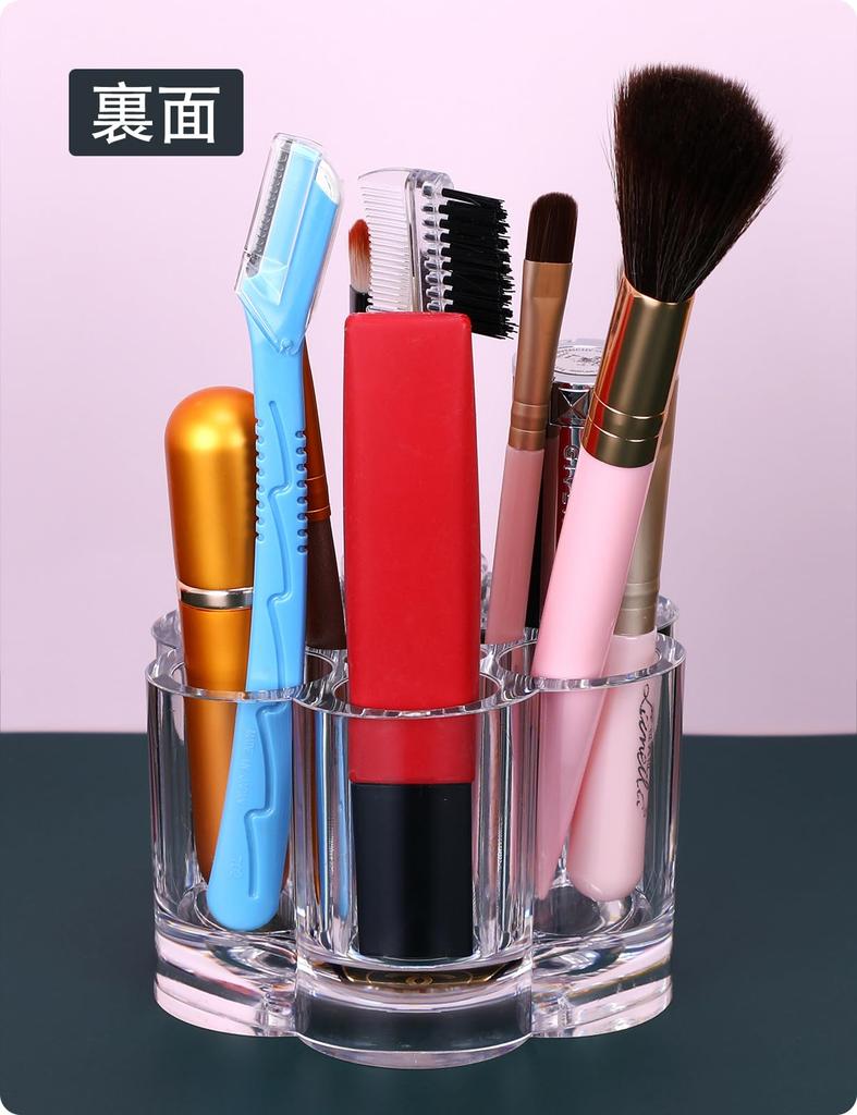 MOSIKER Lip Storage Lip Stand Makeup Brush Transparent Cute Desktop Stylish Cherry Blossom Shape Case, Small, Acrylic, Drawer,