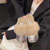 Large Size Casual Flat-bottomed Fluffy Slippers Autumn and Winter New Baotou Bright Leather Warm Fluffy Mop