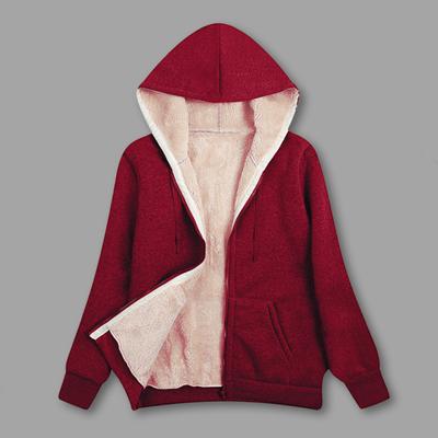 Women Winter Hoodie with Pockets Thick Fleece Lined Hooded Solid Color Long
