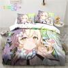 Genshin Impact  Anime Printed Bedding Set Single Twin Full Queen King Size Bed Set Adult Kid Bedroom Bedding Gift