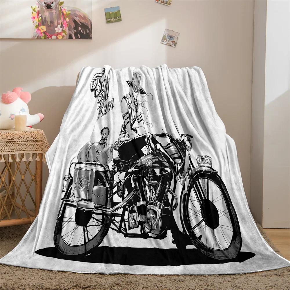 Motorcycle Flannel Throw Blanket Extreme Sport Theme Cozy Bed Blanket Lightweight Warm Blankets for Couch Sofa Office Super Soft