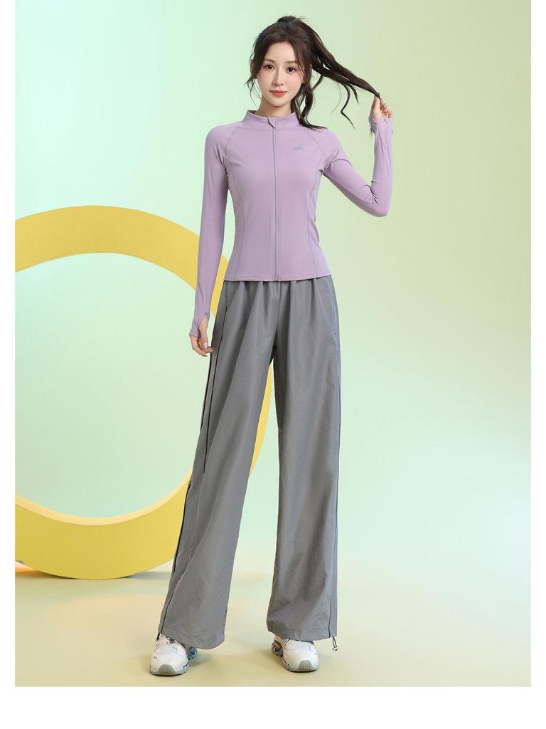 Damen Slim-Fit Atmungsaktiver Badmintonanzug - Herbst/Winter Schnelltrocknendes Sportbekleidungsset mit Reißverschluss und langen Ärmeln