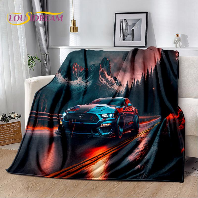 Klassiker 3D F-Ford GTR Mustang Auto Weiche Decken, Halten Warm Kuscheldecke Bequeme Decke für Picknick Betten Sofa Zuhause Schlafzimmer
