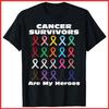 Cancer Survivors Are My Heroes Black Cotton T-Shirt S-5XL