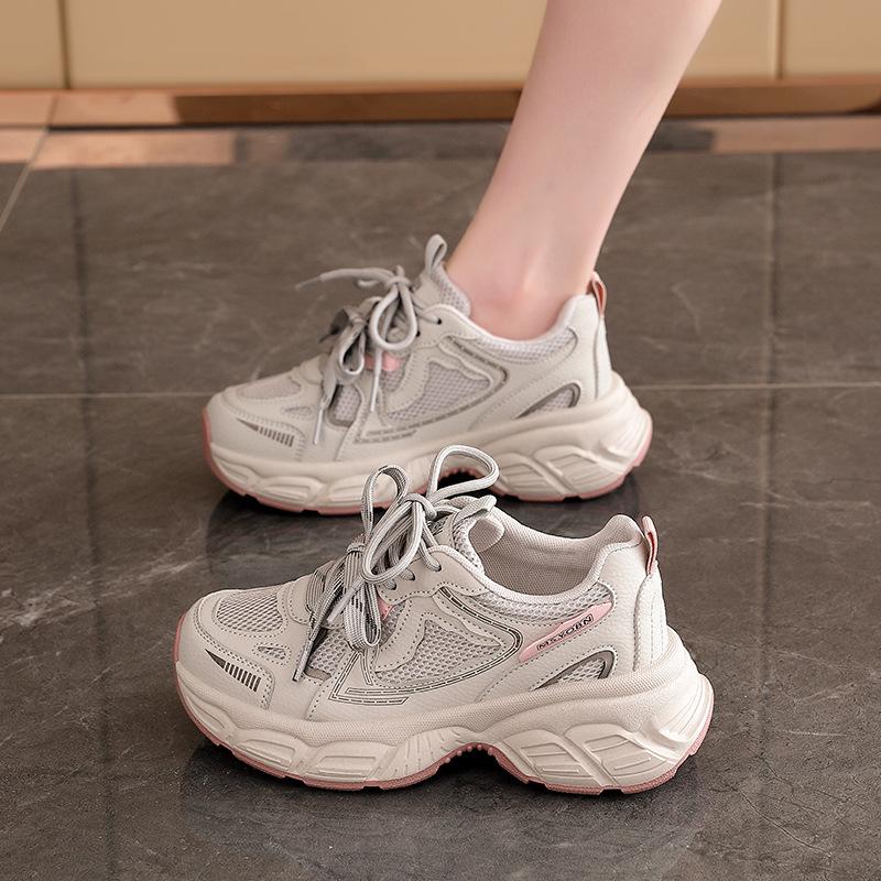 Dad Shoes Women's Spring New Trend Versatile Thick Sole Heightening Mesh Breathable Student Casual Sports Shoes KT-269