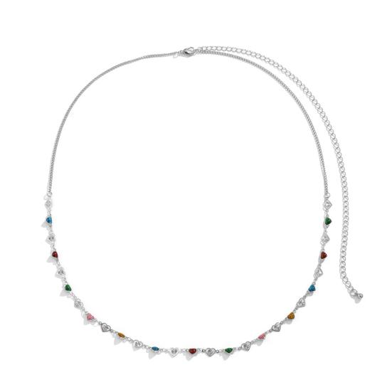 Adjustable Extension Chain Body Chain Multicolor Heart Women Waist Chain for Daily Wear