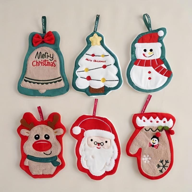 1-piece Christmas Handkerchief - Ultra Soft Coral Fleece with Cute Santa Super Absorbent, Suitable for Kitchens and Bath Rooms
