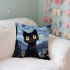 Cute Black Cat Case Plush Fabric Soft Pillowcase Double Sided Print Cushion Cover Household Gifts