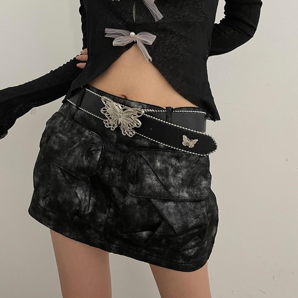 Butterfly Buckle Women's Belt PU Waistwear New Decorative Belt Jeans Accessories