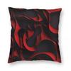 Federa Quadrata con Curve Rosse e Nere Poliestere Lino Velluto Stampata Zip Decorativa Copricuscino per la Casa