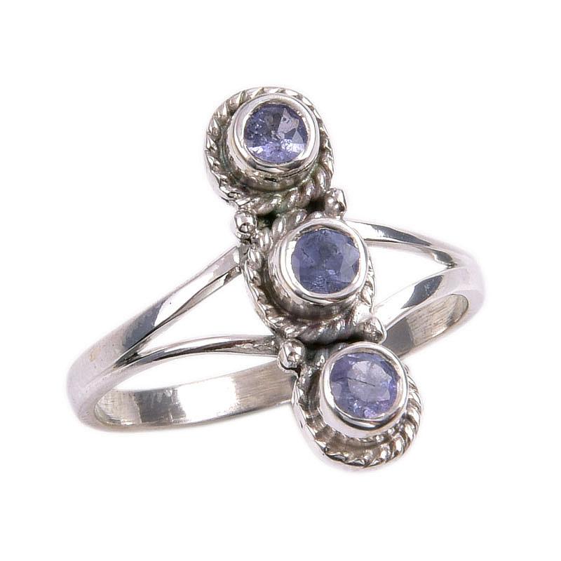 Natural Tanzanite Gemstone 925 Solid Sterling Silver Jewelry Ring Size 6.5 t7f86