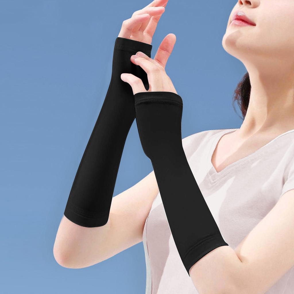 Short Solid Color Sunscreen Mosquito Repellent Breathable Ice Silk Sleeves for Driving,Cycling,Fishing and Climbing