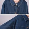 Damen Lange Denim Baumwolljacke Lockerer Trenchcoat Große Größe Einfarbige