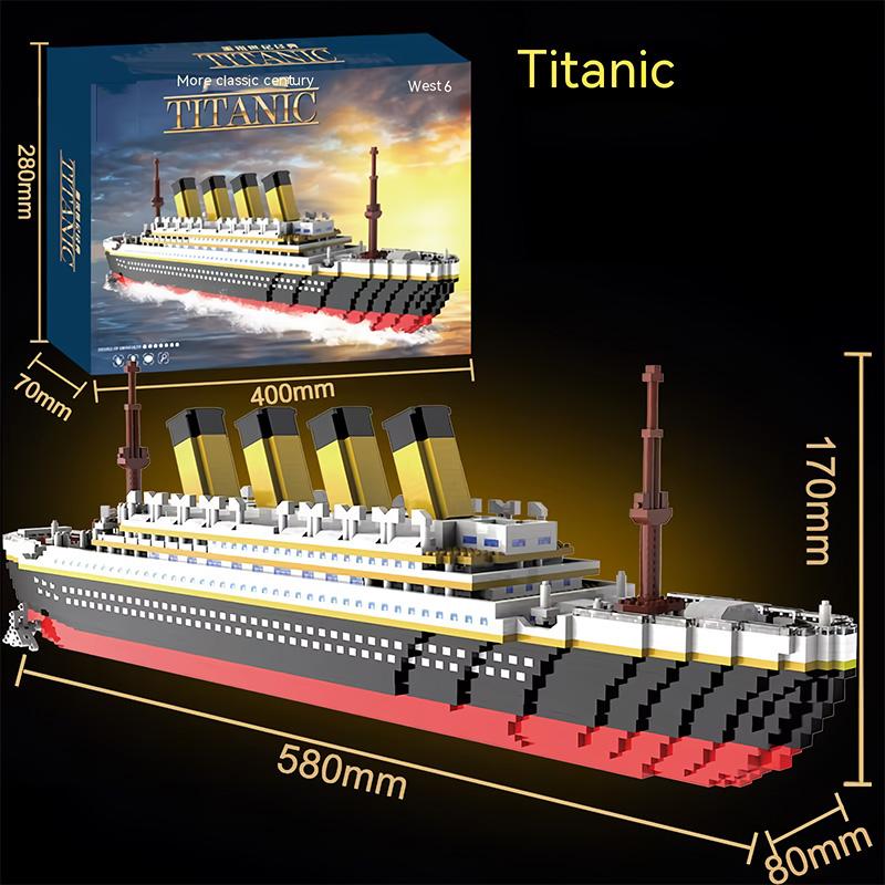 Micro Particle City Building Blocks Giant Cruise Ship Titanic Model Boat Building Blocks Children Toy Christmas Holiday Gift