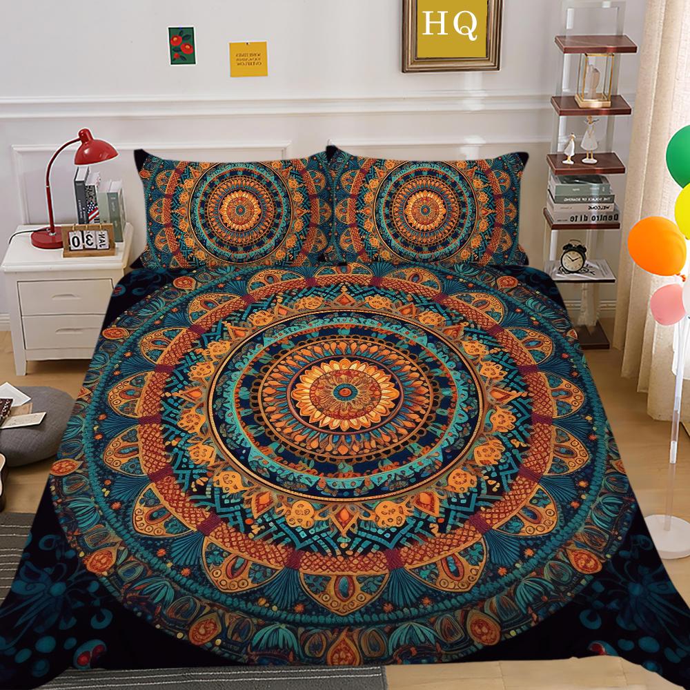 Seturi de lenjerie de pat de lux Textile de casă pentru fete Cuverturi de pilote Lenjerie de pat cu dimensiuni duble Mandala Decorare dormitor de rang înalt