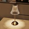 Modern LED Crystal Table Lamp with Touch Control - Tri-Tone Lighting, Wrought Iron Base, Rechargeable Battery
