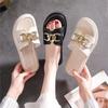 Chain High Heels Slippers Women Wedding Shoes Summer 2025 White Black Platform Wedges Slides Ladies Beach Slippers