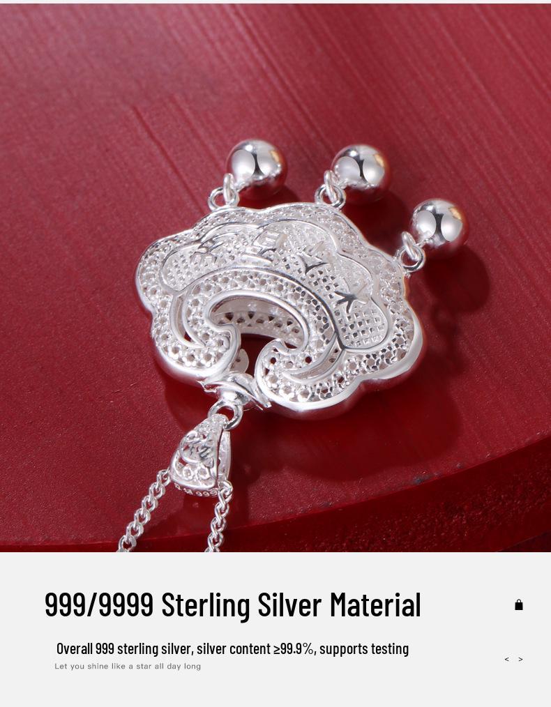 S999 Sterling Silver Year-After-Year Peace Baby Longevity Lock – Pure Silver Full Moon Gift