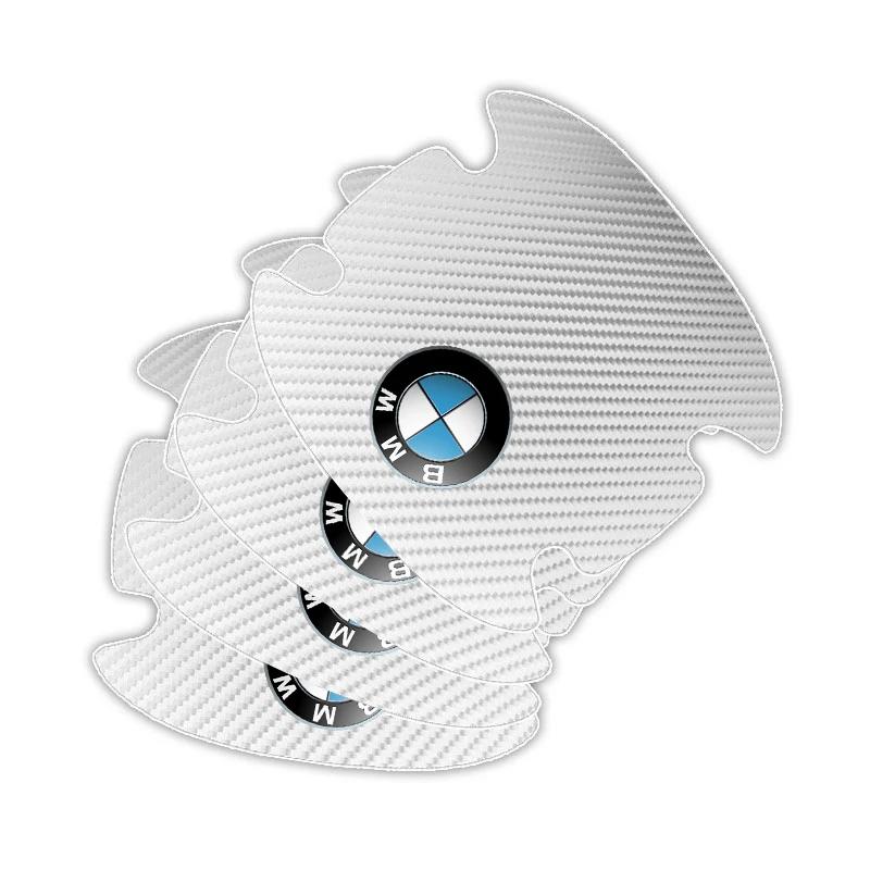 4 Stück Kohlefaser Auto Türgriff Schutzaufkleber Emblem Zubehör für BMW 3 4 5 7 Serie GT X1 X3 X4 X5 X6 F15 F16 F18 F10