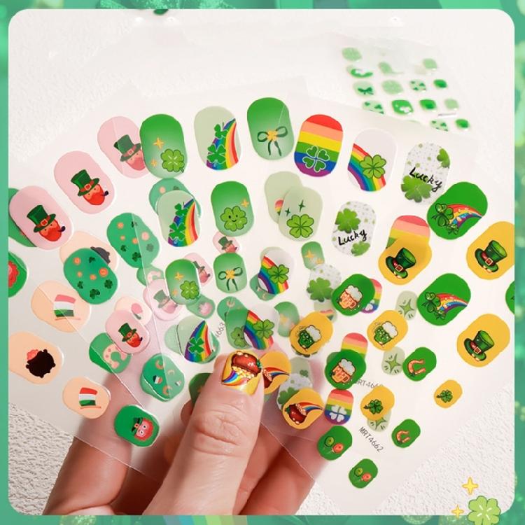 User Friendly Waterproof Nail Stickers For Kids Cartoon Four Leaf Simple Apply Multiple Designs Fun Nail Decals