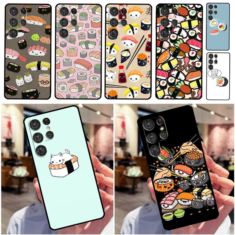 Sushi Food Phone Case For Samsung Galaxy S25 S24 Ultra S9 S10 S20 S22 S21 Plus S23 FE Back Cover Shell