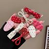 6/8pcs Sweet and Playful Angora Red Bow Hair Clip Set with Simple Bangs and Side Hair Clips Versatile As Girl's Heart Accessory