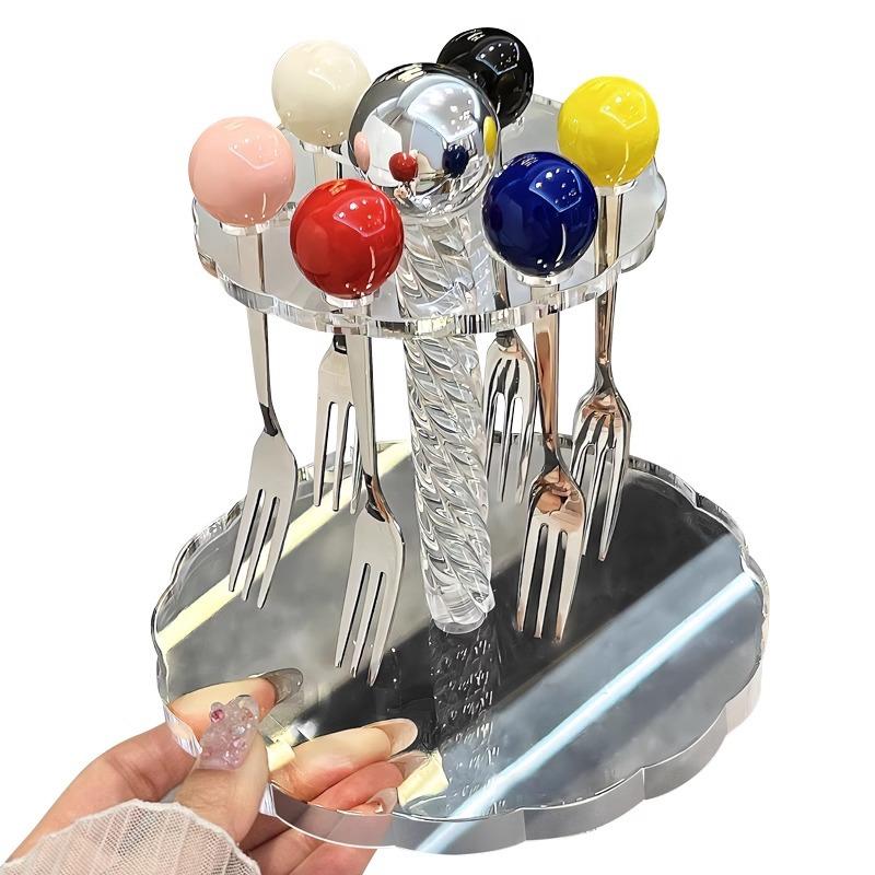 

Ощущение высокого класса, Легкая роскошь, Набор керамических фруктовых вилок, Для домашнего использования, Десертная вилка, Банка для хранения, Детский, Шпажка для фруктов из нержавеющей стали Pack of 1