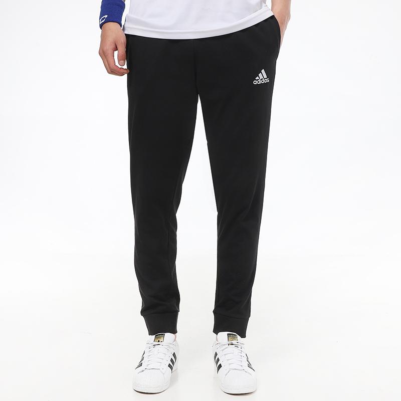 Adidas Logo Print Sports Casual Crew Neck Short Sleeve T-Shirt And Knitted Cuffed Sports Pants Set Men Tops, Bottoms Black IC9282+GK9226