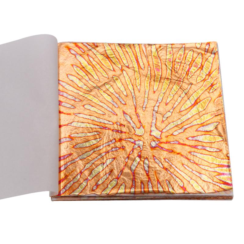 

Colorful Variegated Gold Foil 50pcs/booklet for DIY Nail Gilding Craft Paper Furniture Decoration 14x14cm Imitation Gold Leaf помаранчевий
