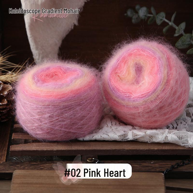 Kaleidoscope Gradient Mohair Hand-Knitted Yarn Ball