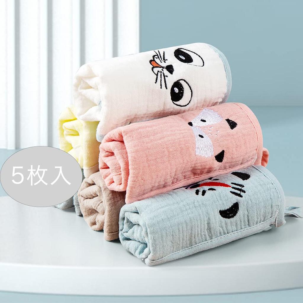 Gauze Handkerchiefs for Gauze Baby with Set of 5 [MOMSMENU] Babies, 6-Layer Towels, 100% Cotton, Loops, Soft, 25x25cm,