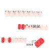 French black and white zebra pattern nail art piece point diamond metal bow wearing nail 3D red square wearing nail piece