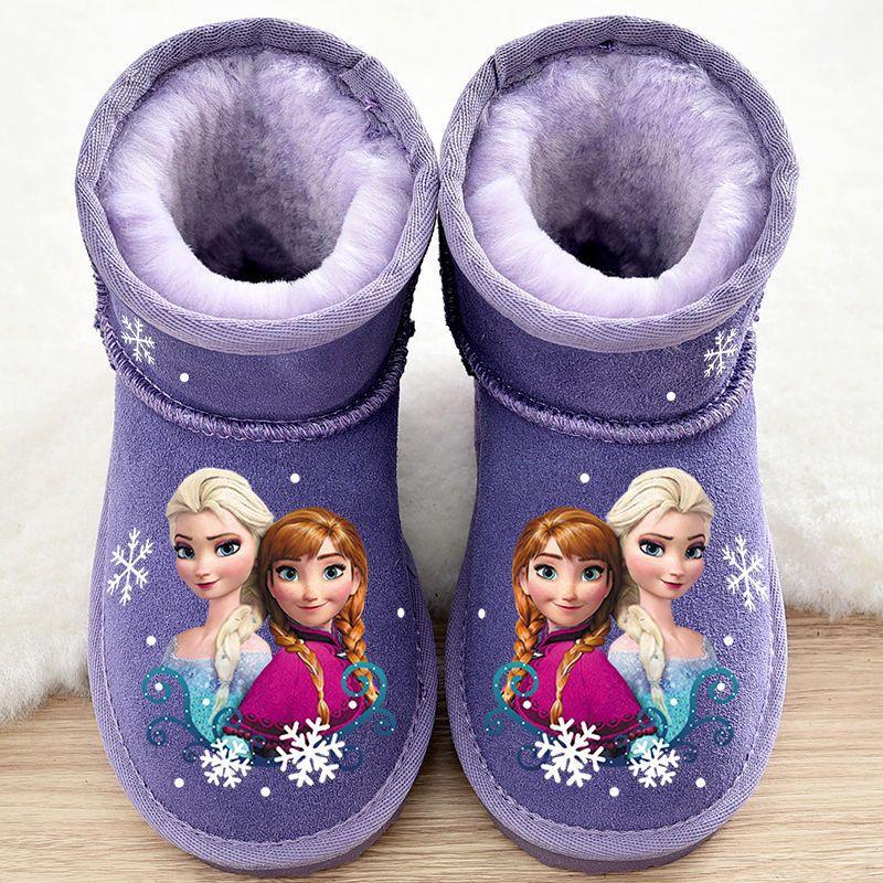Boots girl cotton shoes boots velvet non-slip snow boots real children waterproof girls cotton snow lint baby winter shoes