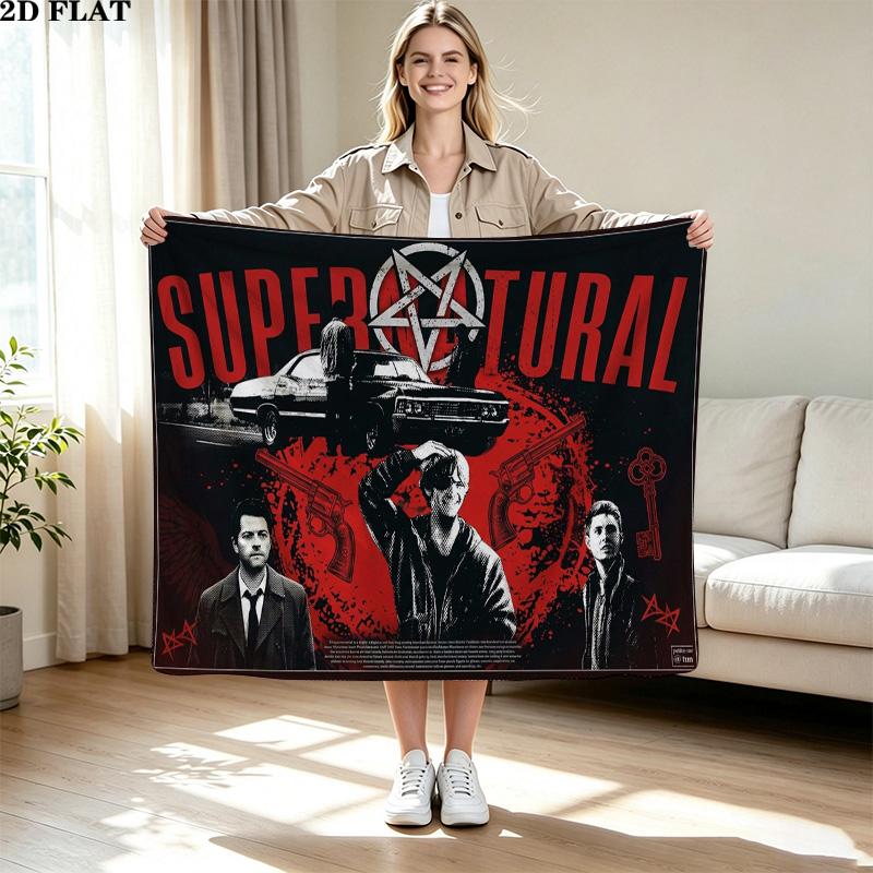 Supernatural Print Flannel Blanket High Quality Warm Comfortable Cover for All Seasons Perfect for Gifts Home Decor