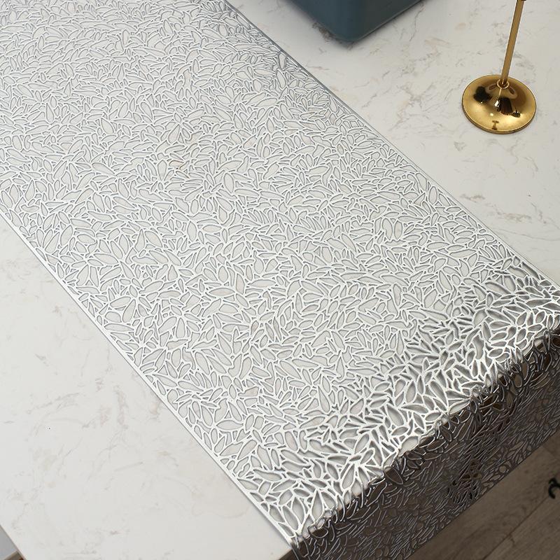 33x150cm PVC Hollow Textured Table Runner Wedding Party Decoration Tablecloth Modern Minimalist Anti Slip and Heat-insulating Western Style Placemat