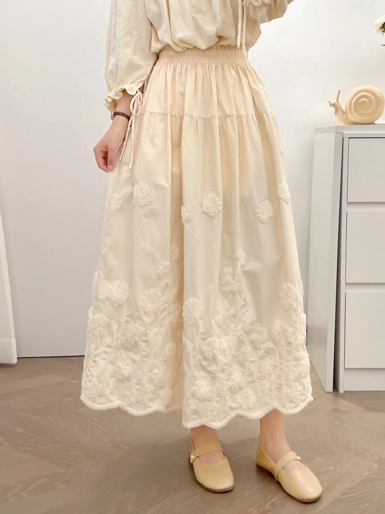 Johnature Japońska Leśna Kwiatowa Bawełniana Spódnica Midi 2025 Lato Casualowa Do Wszystkiego Kobiety Luźne Spódnice