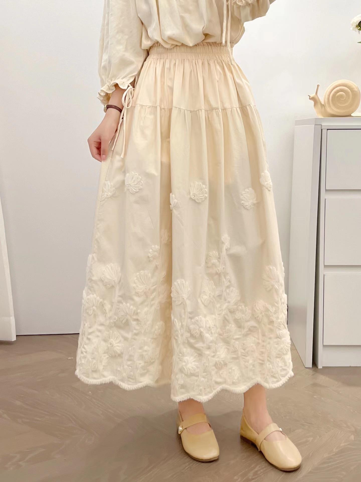 

Johnature Японская Лесная Цветочная Хлопковая Юбка Миди 2025 Лето Повседневная На Все Случаи Жизни Женская Свободная Юбка One Size