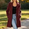 Women's Casual Hooded Single-Breasted Long Woolen Overcoat for Fall and Winter Everyday Wear