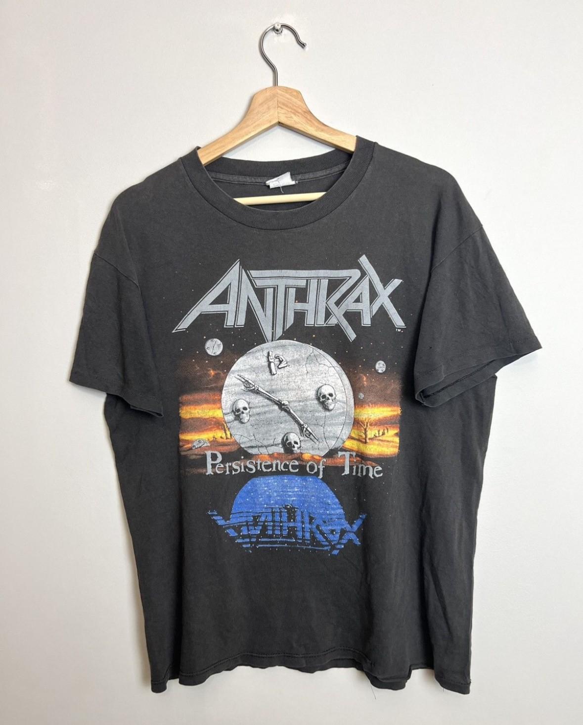 Rare Vintage 1990 Anthrax Persistence Of Time Tour Band Tee l black Unisex T-Shirt S