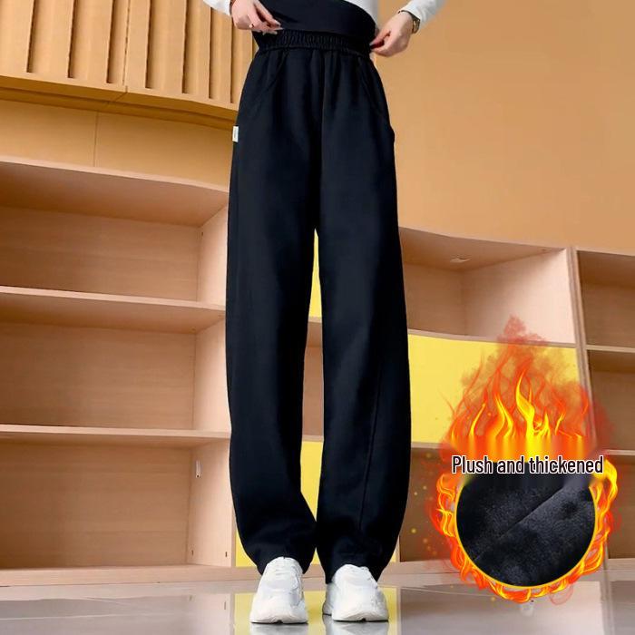High-Waisted Women's Banana Pants: Fleece & Non-Fleece, Petite Fit, Wide-Leg, Casual for Autumn & Winter Sports