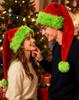 75cm Red Plush Christmas Hat with Green Edge - Adult Festive Decoration