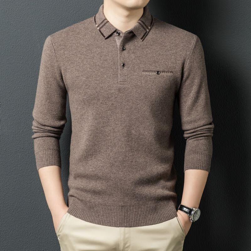 

Мужской пуловер FengXun из 100% чистой шерсти с лацканами, вязаный, FXT5230 175